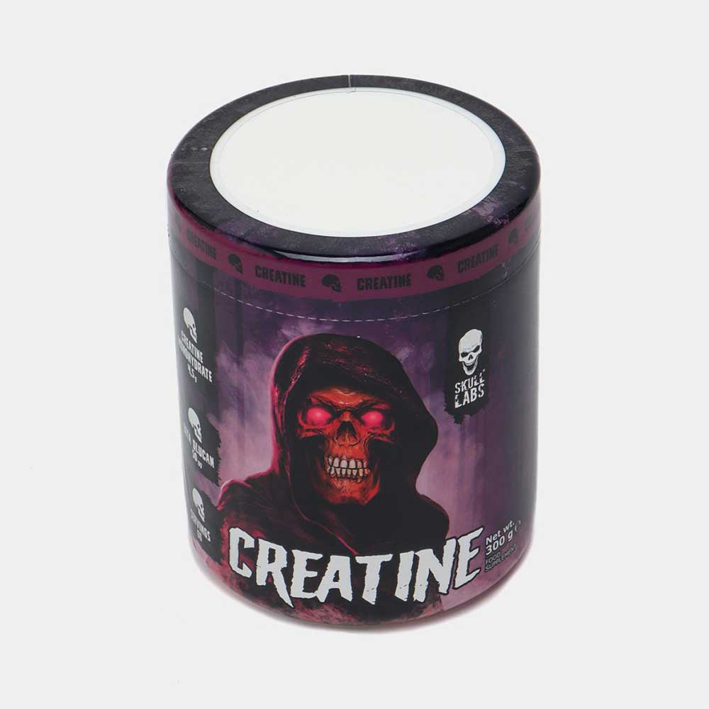 Skull-Labs-Creatine-Monohydrate-300g-4.jpg پودر کراتین مونوهیدرات اسکال لبز اصل از زاویه بالا