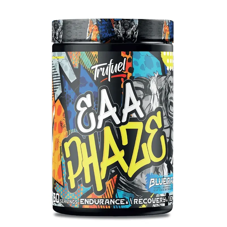 trufuel-eaa-phaze-tropical-fruit-amino-powder قوطی پودر مکمل EAA تروفیوئل (TruFuel) مدل Phaze با طعم میوههای استوایی - ۳۰ سروینگ