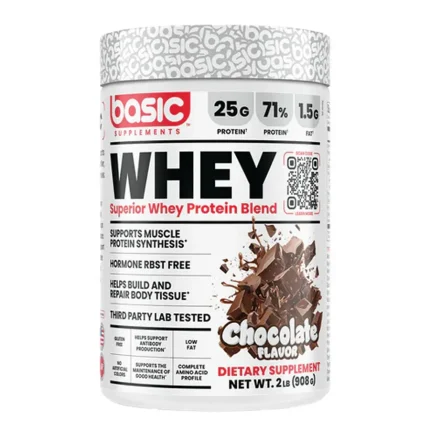 عکس قوطی پودر پروتئین وی بیسیک ساپلمنتس اورجینال (Basic Supplements Whey) 908 گرمی طعم شکلات