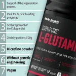 اطلاعات و ویژگی های پودر گلوتامین بادی اتک اورجینال (Body Attack Glutamine) 400 گرمی