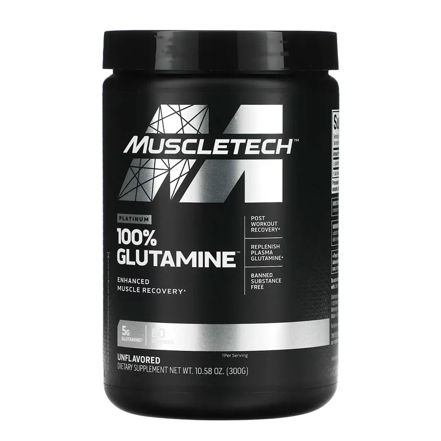 MuscleTech-Platinum-100_-Glutamine-300g عکس قوطی پودرگلوتامین پلاتینیوم ماسل تک اورجینال (MuscleTech Platinum Glutamine) 300 گرمی